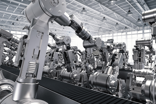 Chaîne de production avec machines